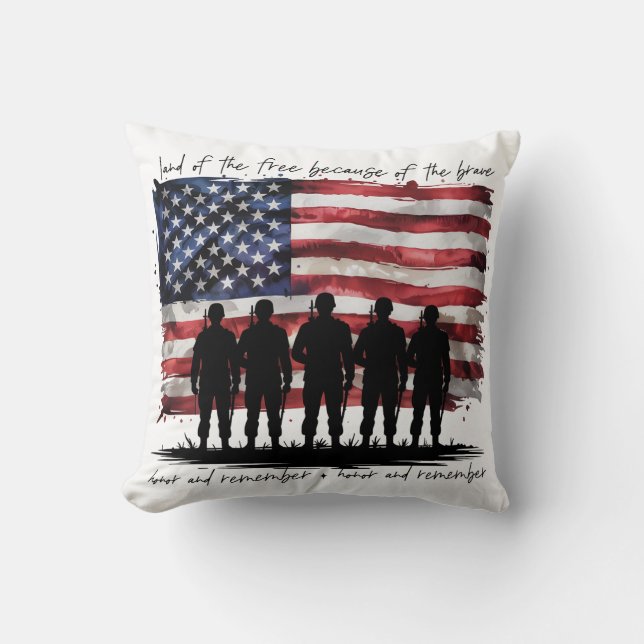Land of the Free Because of the Brave Throw Pillow (Front)