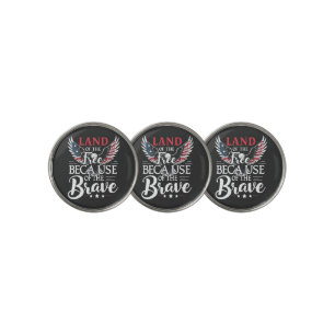 Land of The Free Because of The Brave Veteran's Golf Ball Marker