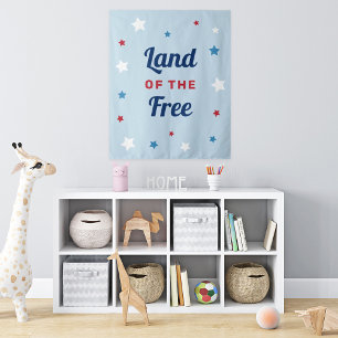 Land of the Free Blue Patriotic Stars Tapestry