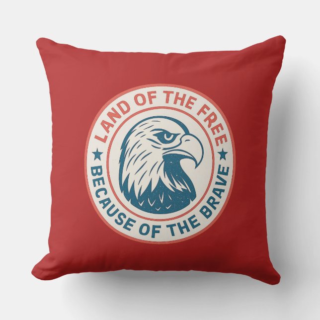 Land of the Free Eagle Throw Pillow (Front)