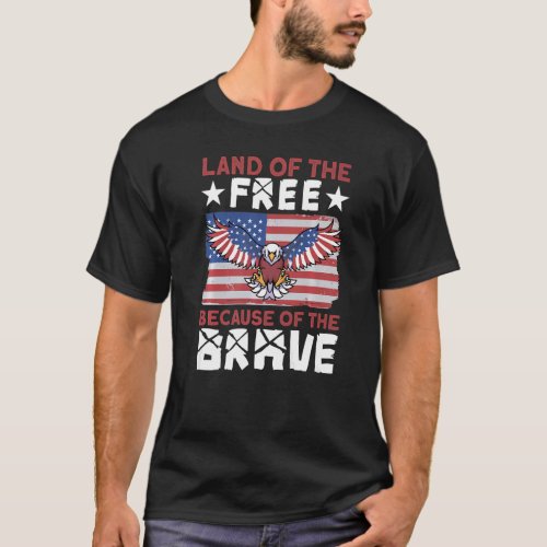 Land of the Free Eagle Vintage American Flag Patri T_Shirt