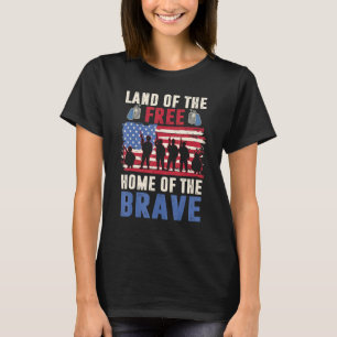 Land Of The Free Home Of The Brave American Flag V T-Shirt