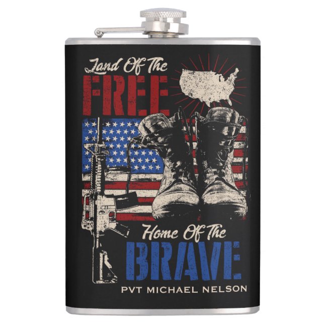 Land of the Free Home of the Brave Flask (Front)