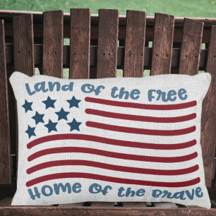Land of the Free Home of the Brave Patriotic Accent Pillow