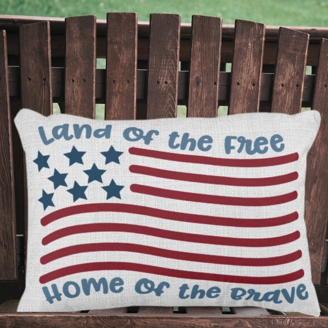 Land of the Free Home of the Brave Patriotic Accent Pillow (Creator Uploaded)