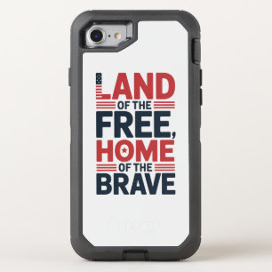 Land of the Free   Home of the Brave USA Shirt OtterBox Defender iPhone SE/8/7 Case