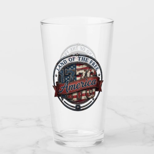 Land of the Free Patriotic Americana Emblem Design Glass