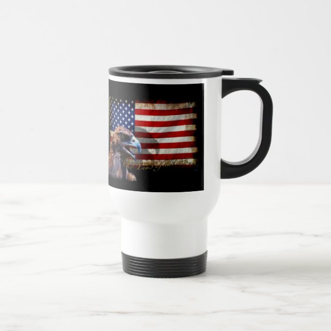 Land of the Free Patriotic US Flag and Eagle Travel Mug (Right)