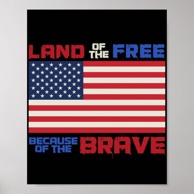 Land of the free Patriotic USA 4th Of July Poster (Front)