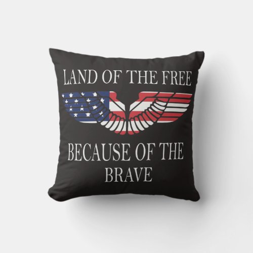 Land of the Free Red White Blue USA Flag Throw Pillow