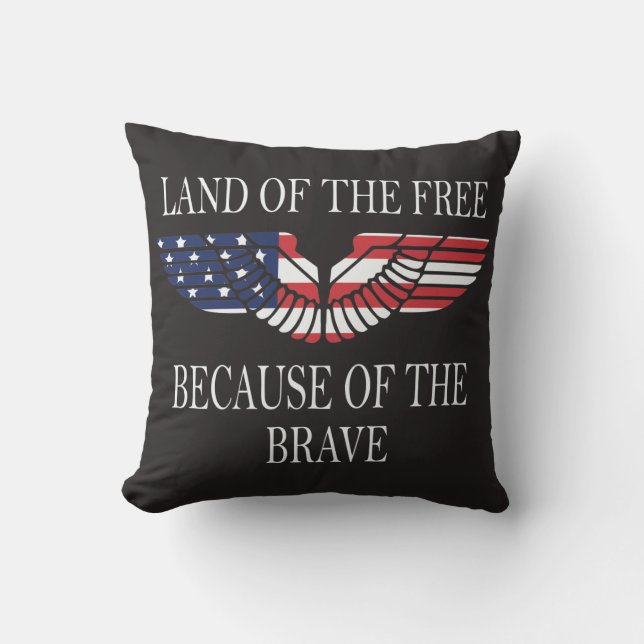 Land of the Free Red White Blue USA Flag Throw Pillow (Front)