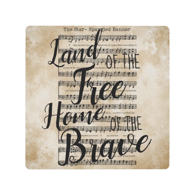 Land of the Free Star-Spangled Banner Metal Print (Front)