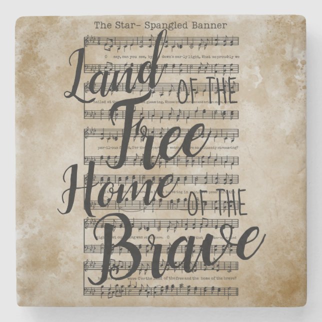 Land of the Free Star-Spangled Banner Stone Coaster (Front)