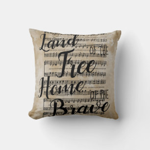 Land of the Free Star-Spangled Banner Throw Pillow