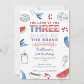Land of the Free Stars and Stripes 3rd Birthday Invitation (Front)