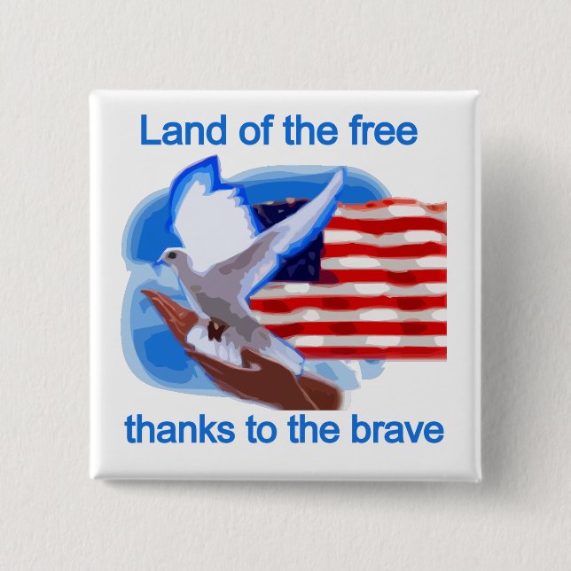 Land of the Free Tshirts and Gifts Pinback Button (Front)