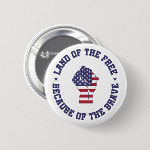Land of the free USA Flag Patriotic Button