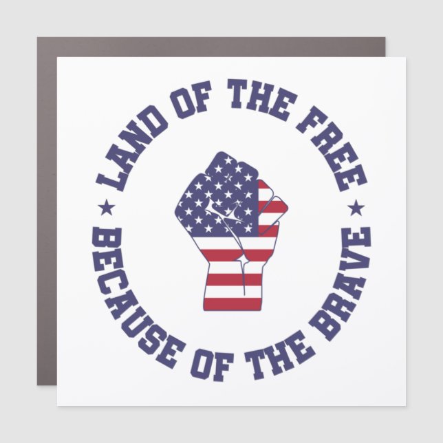 Land of the free USA Flag Patriotic Car Magnet (Front)