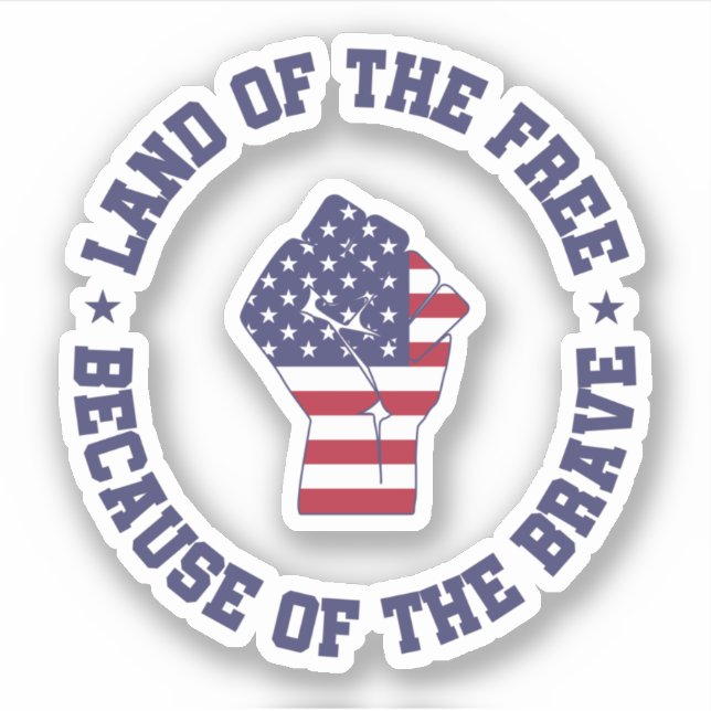 Land of the free USA Flag Patriotic Sticker (Front)