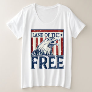 Land of the Free – Vintage USA Eagle Graphic Plus Size T-Shirt