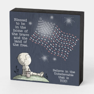 Land of the Free Wooden Box Sign