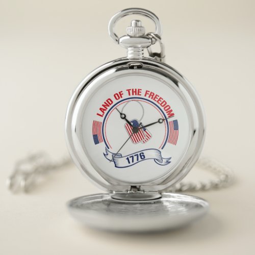 Land of the Freedom Usa American Flag Pocket Watch