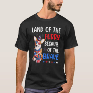 Land Of The Furry Corgi 4th Of July Merica Usa Ame T-Shirt