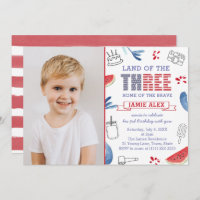 Land Of The Three 3rd Birthday Party Picture Invitation