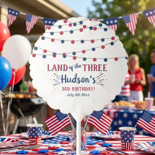 Land Of The Three! 4th Of July 3rd Birthday Party Balloon