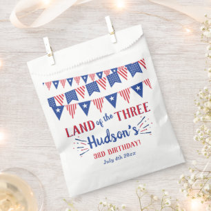 Land Of The Three! 4th Of July 3rd Birthday Party Favor Bag
