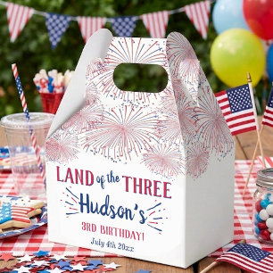 Land Of The Three! 4th Of July 3rd Birthday Party Favor Boxes