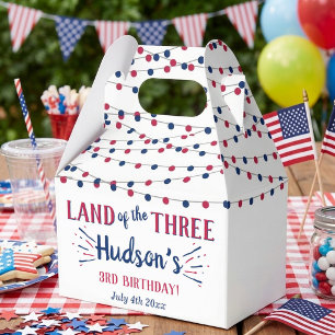 Land Of The Three! 4th Of July 3rd Birthday Party Favor Boxes