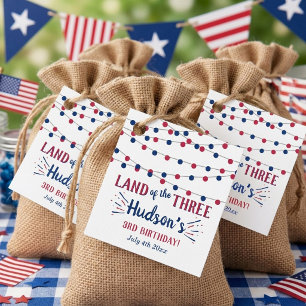 Land Of The Three! 4th Of July 3rd Birthday Party Favor Tags