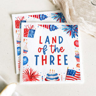 Land Of The Three 4th of July 3rd Birthday Party Napkins