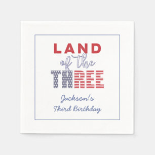 Land Of The Three! All-American 3rd Birthday Party Napkins