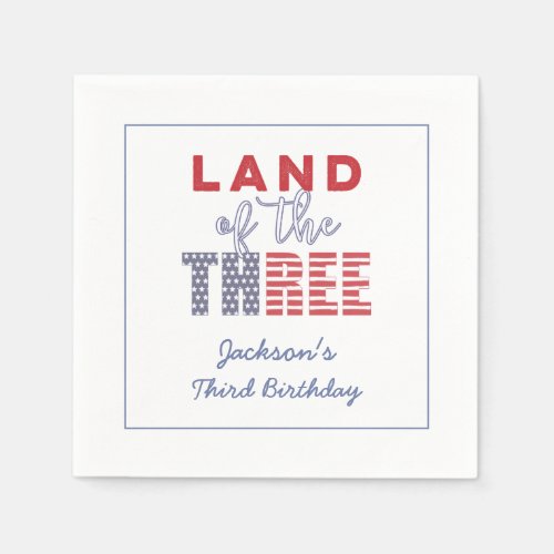 Land Of The Three All_American 3rd Birthday Party Napkins
