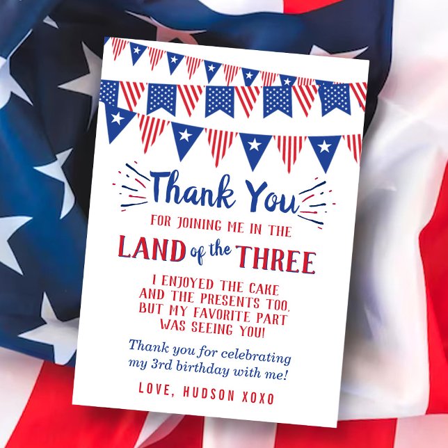 Land Of The Three Of July 3rd Birthday Thank You Card (Creator Uploaded)