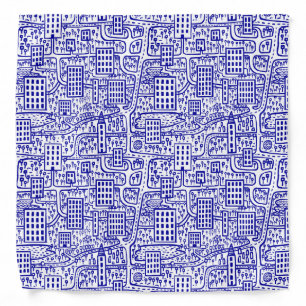 Land of Towers - Navy Blue on White Bandana