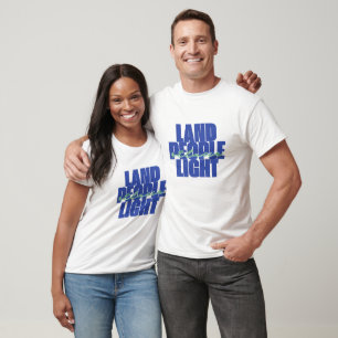 Land People Light   Saint Lucia Blue Green Text T-Shirt