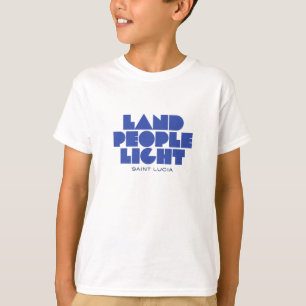 Land People Light Saint Lucia Blue Typography T-Shirt