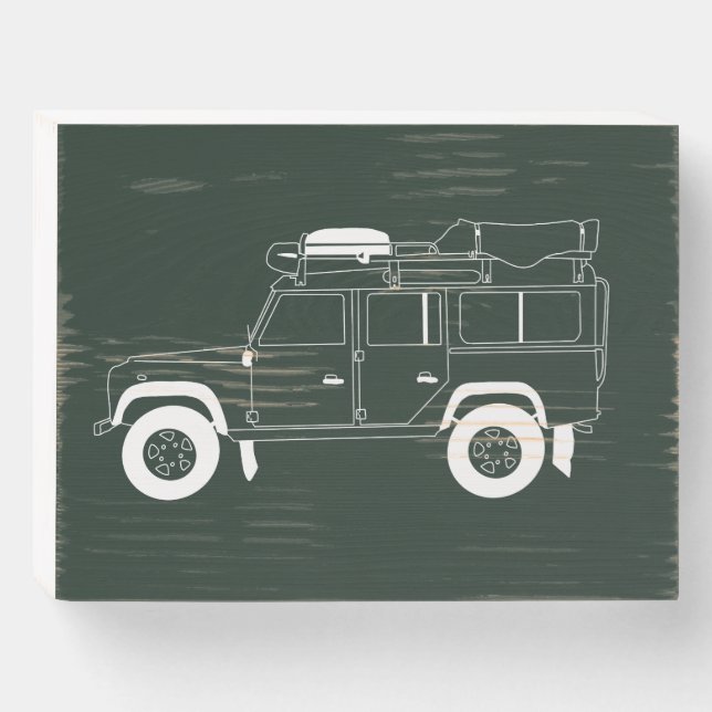 Land Rover Defender, Wooden Box, Keepsake,  Box Sign (Front Horizontal)