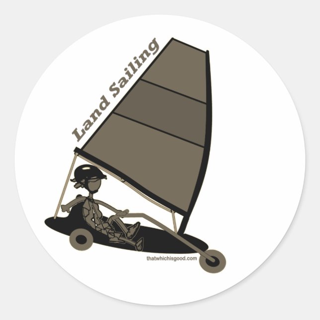 Land Sailing in Blk n Wht Classic Round Sticker (Front)