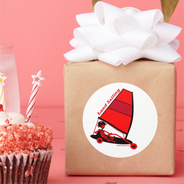 Land Sailing in Red Classic Round Sticker (Party)