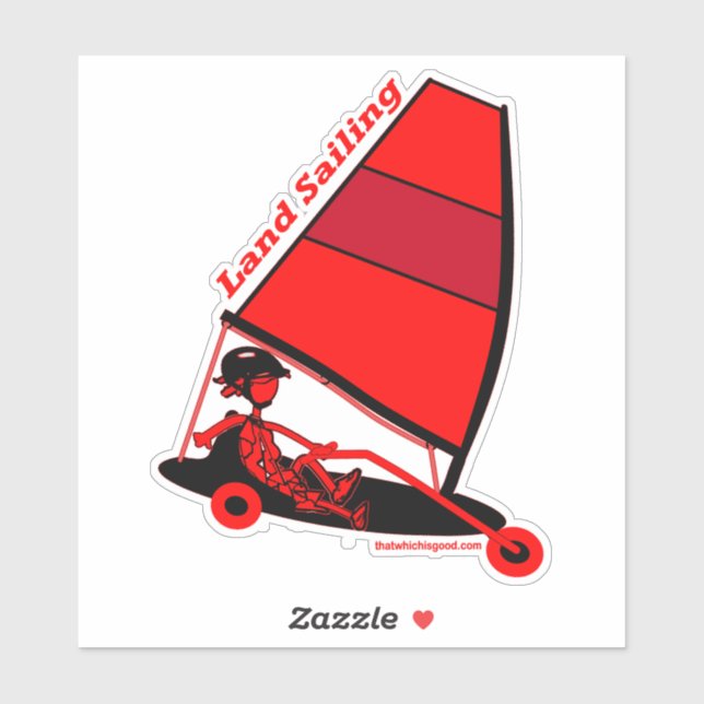 Land Sailing in Red Custom-Cut Vinyl Sticker (Sheet)