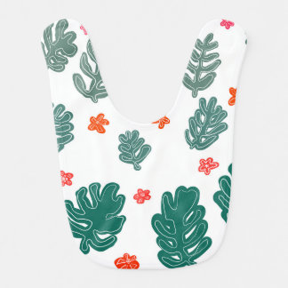 land & sea : doodle pattern flowers & plants baby bib