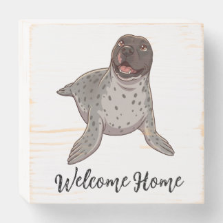 Land Seal Dog Welcome Home Decor Wood Block Sign