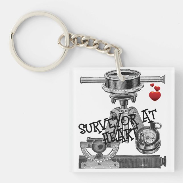 LAND SURVEYING LAND SURVEYOR GEOGRAPHICAL MEASURE  KEYCHAIN (Front)