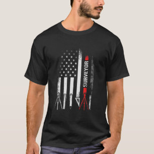 Land Surveying USA Flag Funny Surveyor Gifts T Shi T-Shirt