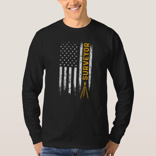 Land Surveying USA Flag  Surveyor  1 T-Shirt (Front)