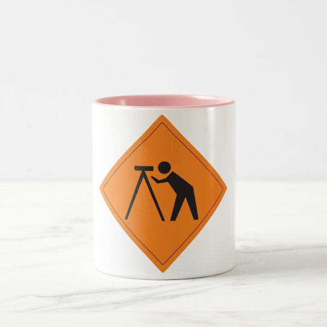 Land Surveyor at Work Sign Pink Mug (Center)